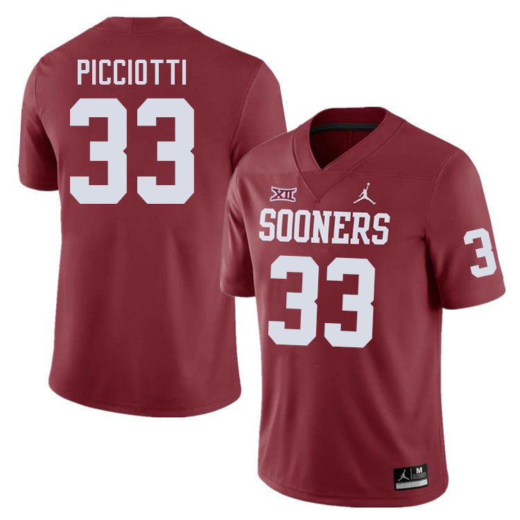 Men #33 Phil Picciotti Oklahoma Sooners College Football Jerseys Stitched-Crimson